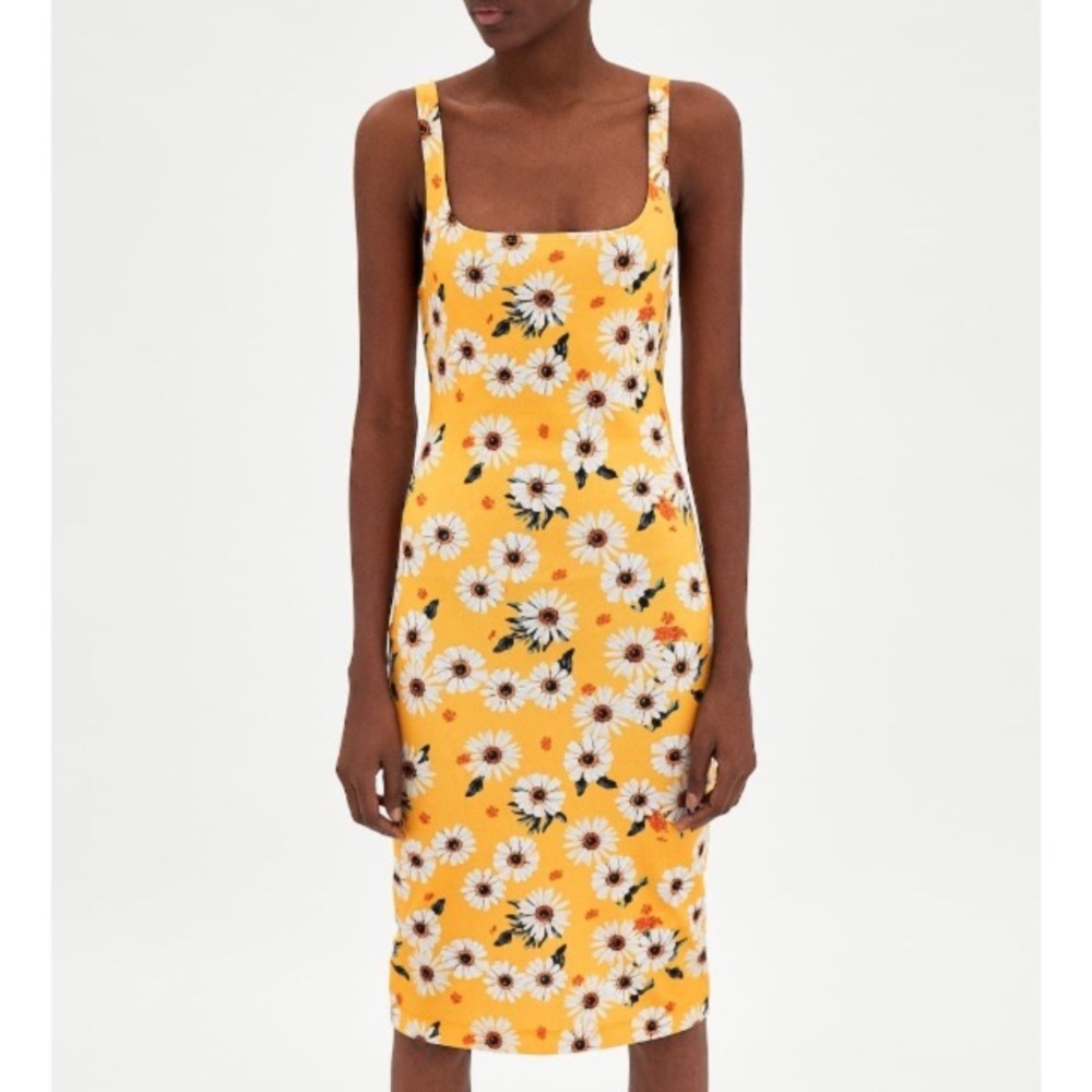 Zara yellow daisy print dress with strap - Picture 1 of 5